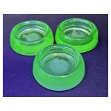 3 Uranium Glass Furniture Sliders 2" W