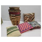 Large Lot of Apple Baskets & Throw Pillows