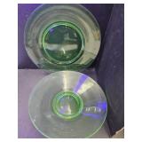 Uranium Glass Plate 11.5" & 10.5" Bowl