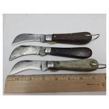 3 Hook Blade Knives, Sabre, 2 Klines