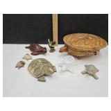 Turtle Collection Wood Carved, Glass, Marble , Ba+