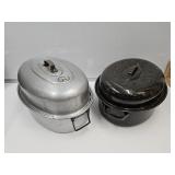 Aluminum Roaster w Trivet & Granite Ware Roaster