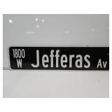 2 Sided St. SIgn Jefferas Ave. 36"x9"