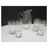 MCM Wheat Pattern Pitcher & Glasses