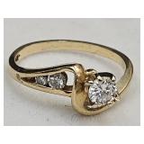 14 K Gold Ring with Diamonds Size 5