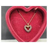 14k Gold Heart Pendant & 14 k Gold Chain Necklace