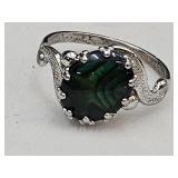 Sterling Silver Ring  with Emerald?  Size 6 3/4