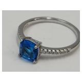 NEW 925 Silver Blue Stone Ring Size 9