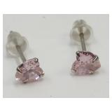 NEW 925 Silver Pink Heart Stone Earrings