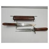 VTG Indian Wood Handle Knife & Fork 18" L