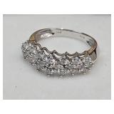 14 K White Gold  W Diamonds Tested Ring SZ 7 -7.5