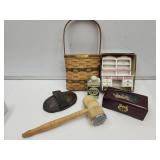 VTG Dollhouse Dresser, Shaving Talc Tin. Curry +