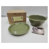 Longaberger Pottery Sm Colander w Tray & Box