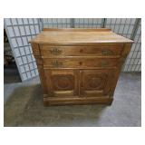 Antique Oak Wash Cabinet 32 X 18 X 29"H