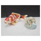 Porcelain Enamel Jeweled Coy Fish Trinket Box