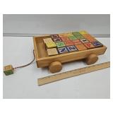 Wooden Alphabet Blocks w/Wagon