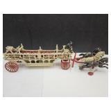 Cast Iron Horse & Firemans  Wagon 28.5" L