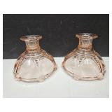 Pink Depression Glass Candle Holders