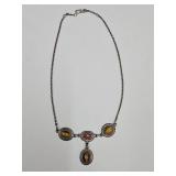 VTG 925 Sterling Navajo Tigers Eye Handmade Neckle