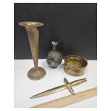 Bronze Vase, Brass Dagger Decor10.5" +