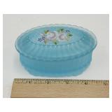 VTG Fenton Frosted Blue Hand Painted Dish