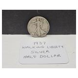 1937 Silver Walking LIberty Half Dollar Coin