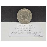 Kennedy SIlver Half Dollar Coins 1964 D