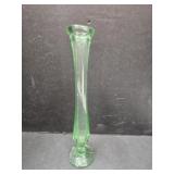 VTG Uranium Glass Swung Vase 9" See Chips