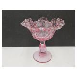VTG Fenton Stemmed Cranberry Candy Dish