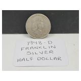 1948  D Silver Franklin Half Dollar Coin