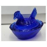 Cobalt Hen on Nest 3" Long