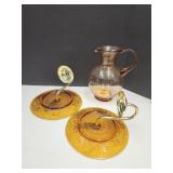 Tiara Aquarius 9" Pitcher & Amber Sandwick Set of2