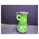 Uranium Glass Syrup Pitcher w/Lid