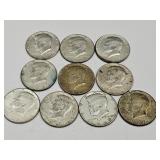 10  Kennedy 40% Silver 1967 Kennedy Half Dollar