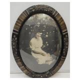 Antique Bubble Glass Framed Picture 17 x 23"