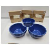 3 Longaberger Pottery Interlocking Bowls w Boxes