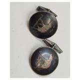 VTG Siam Sterling Silver Hand Inlay Elephanr Cuff