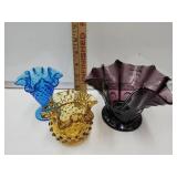 Vintage Glass Lot Amethyst Posy, & 2 Fenton