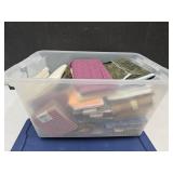 56 Qt Storage Tote with NICE Lot of FABRIC