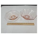 2 Pink Depression GLass Bowls 8"-8.5"