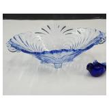Blue Glass Paper Weight Cambridge 12.5" Dish