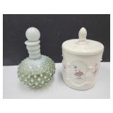 Hob Nail Decantor w/Stopper Ceramic Jar w/Lid
