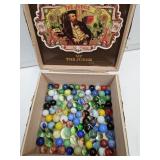 Cigar Box of VTG Marbles Some Uranium