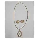 VTG Cameo Necklace & Earring Set By Whiting Davis