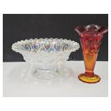 Moon & Stars Trumpet Vase &  Irridescent Compote