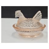 Miniature Hen on a Nest Salt Pink Color