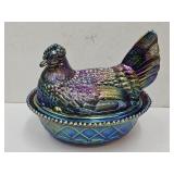 Westmoreland Carnival Hen on a Nest  7 1/2"