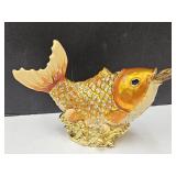 Porcelain Enamel Jeweled Catfish Trinket Box