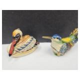 Porcelain Enamel Pelican & Hummingbird Trinket Bos