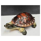 Porcelain Enamel Jeweled Turtle Trinket Box